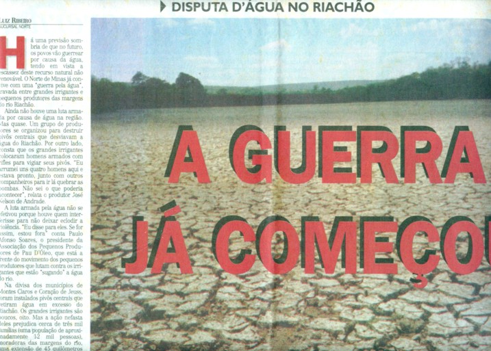 Figura 1 – Lagoa às margens do Riachão, no município de Coração de Jesus, totalmente seca, graças à ganância dos grandes irrigantes. 