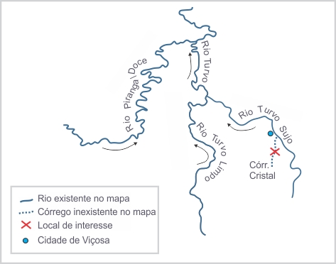 Figura 1- Croquis de localização do local de interesse na rede hidrográfica  do rio Piranga/Doce.