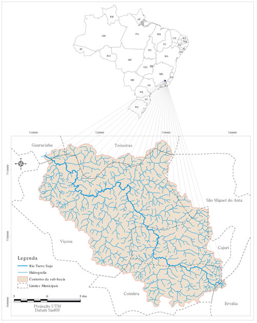 Figura 1 - Localização da sub-bacia do rio Turvo Sujo, município de Viçosa-MG