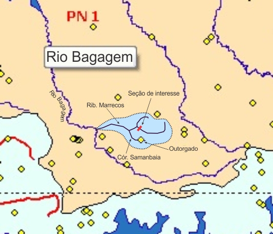 Figura 7 – Corresponde a Figura 6 com “zoom maior” sobre a sub-bacia do ribeirão Marrecos